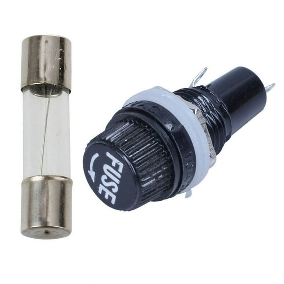 30 Pcs Electrical Components Glass Tube Fuse 250V 5A & 1x 12mm Thread with Welding Panel Mount Fuses Holder Socket