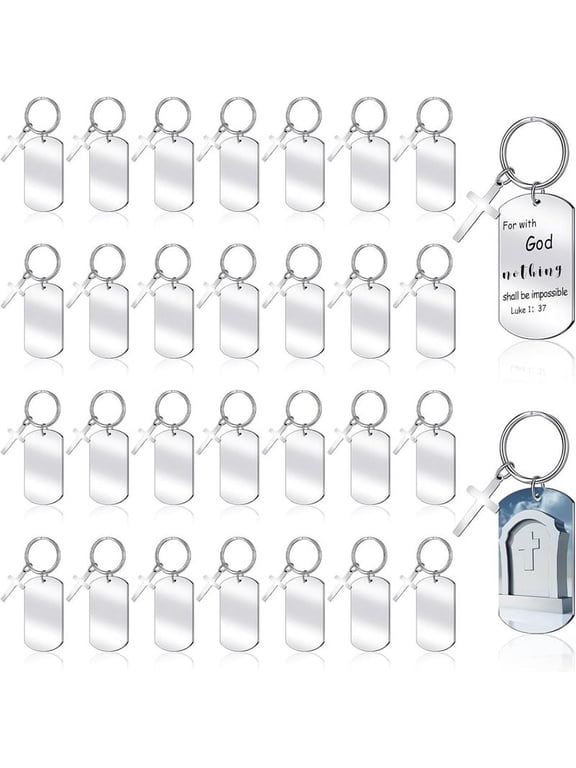 30 Pcs Engravable Metal Keychain Blanks Metal Stamping Blanks for Engraving Stainless Steel Blank Key