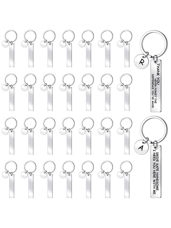 30 Pcs Engravable Metal Keychain Blanks Metal Stamping Blanks for Engraving Stainless Steel Blank Key Ring Tags