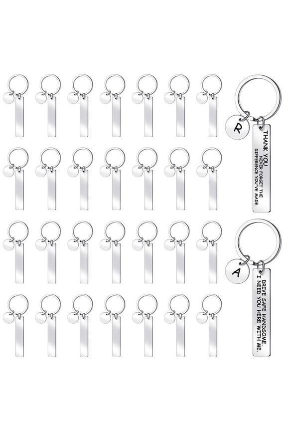 30 Pcs Engravable Metal Keychain Blanks Metal Stamping Blanks for Engraving Stainless Steel Blank Key Ring Tags