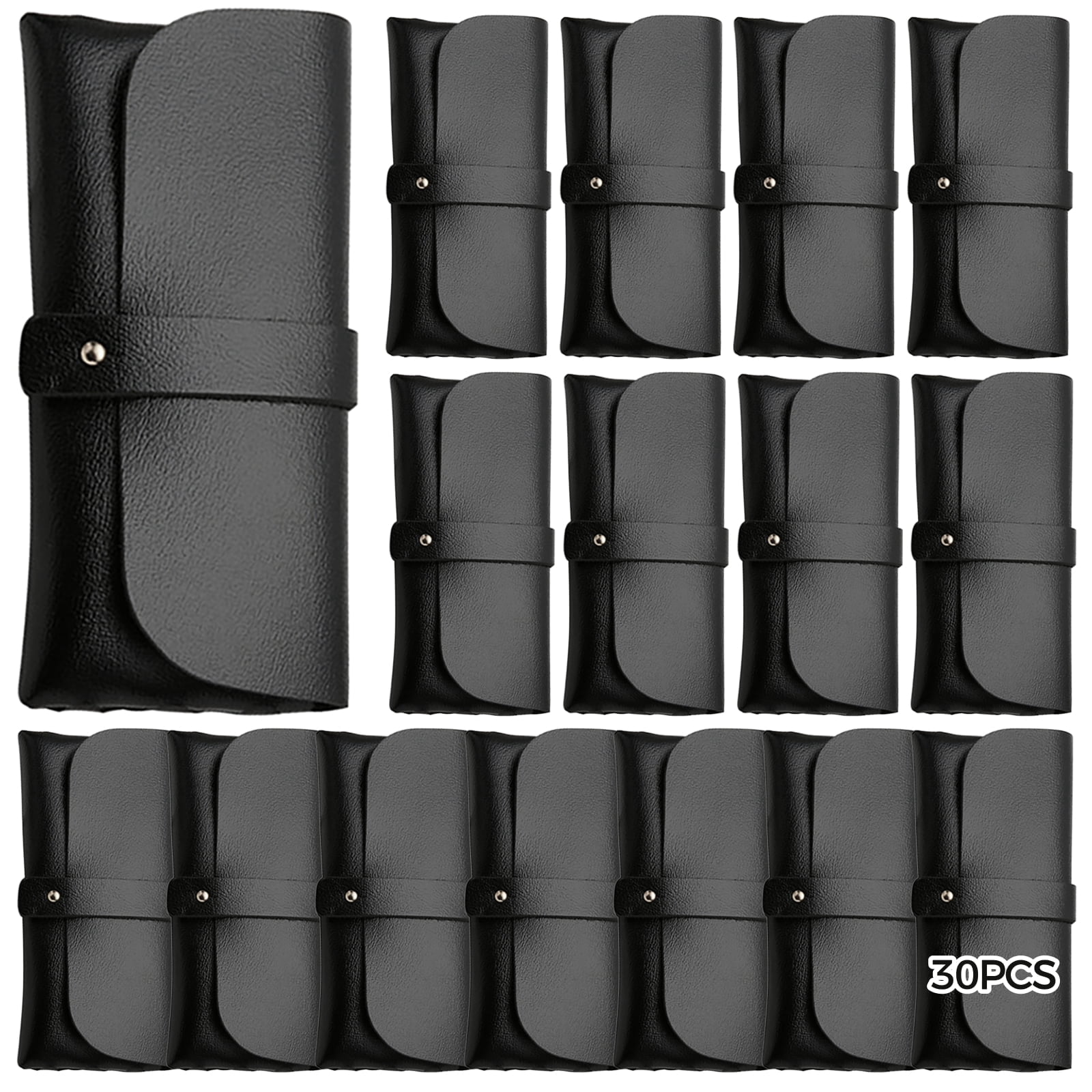 30 Pack Soft PU Leather Eyeglass Case Button Closure Travel Glasses Pouch K Luxury Women main image 3