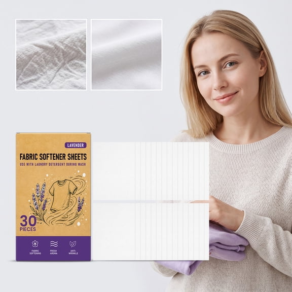 30 Pcs Fabric Softener Sheets, Anti-Static Wrinkle Release Laundry Sheets with Fresh Scent for All Fabrics, Compatible with HE & Standard Washers (30 Count)