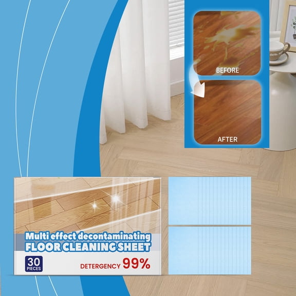 30 Pcs Floor Cleaning Sheets, Multi-Effect Stain Removal & Deodorizing Towelettes for Wood Floors, Tiles and Household Surfaces