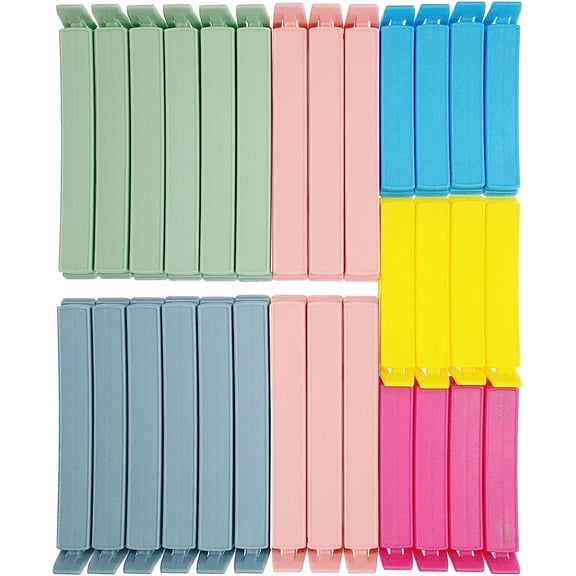 30 Pcs Food Bag Clips, Curved Design Sealing Bag Clips for Food Storage Package Snack Bags, Kitchen and Home, Large Size(11.5cm x18pcs, 8cm x12pcs)
