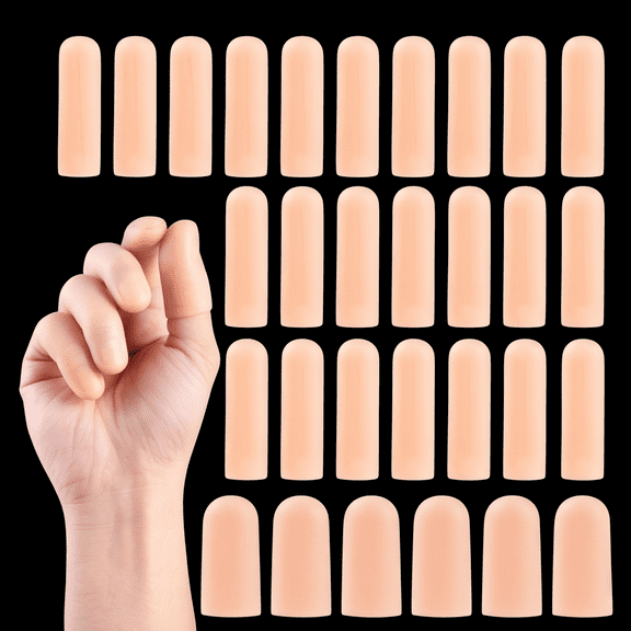 30 Pcs Gel Finger Cots, Thumb Protector, 2 Sizes, Soft Finger Covers for Embroidery, Cutting