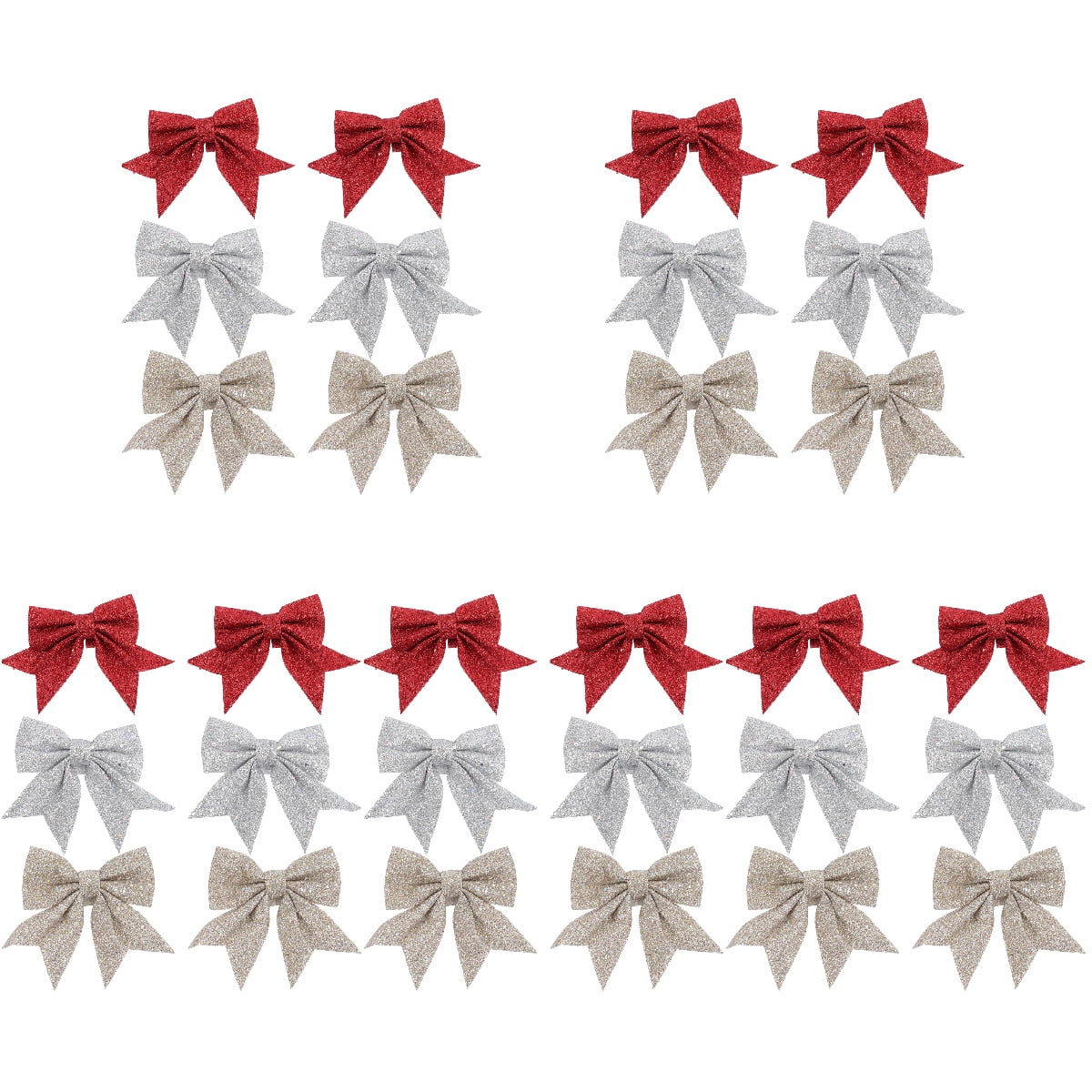 FONDOTIN Christmas Hanging Glitter Bows, Assorted Colors, 30 Pieces for Indoor Holiday Decorations and Festive Home Decor