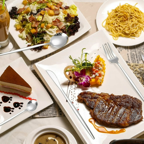 30 Pcs Gold Stainless Steel Cutlery Set, Steak Knife Fork Spoon, Ergonomic Handle, Easy to Clean, Durable, No Colour Fading, for Family, Party Use