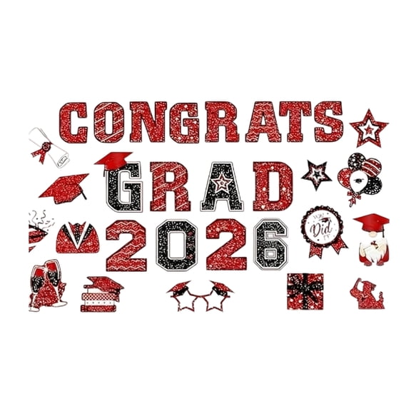 30 Pcs Graduation Car Magnets 2026 Senior Graduation Car Decoration Bumper Sticker Congrats Grad Magnet Magnetic Refrigerator Decal for Grad Parade Party Supplies(Red Black)