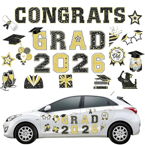 30 Pcs Graduation Car Magnets,Congrats Class of 2026 Magnetic Grad Magnets,2026 Senior Graduation Car Decoration Bumper Sticker Congrats Grad Magnet Magnetic Refrigerator Decal