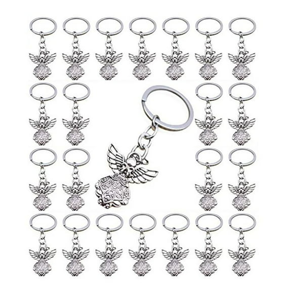 30 Pcs Guardian Angel Key Ring Pendant Charm Keychain for Wedding Birthday Party Baby Shower Decoration