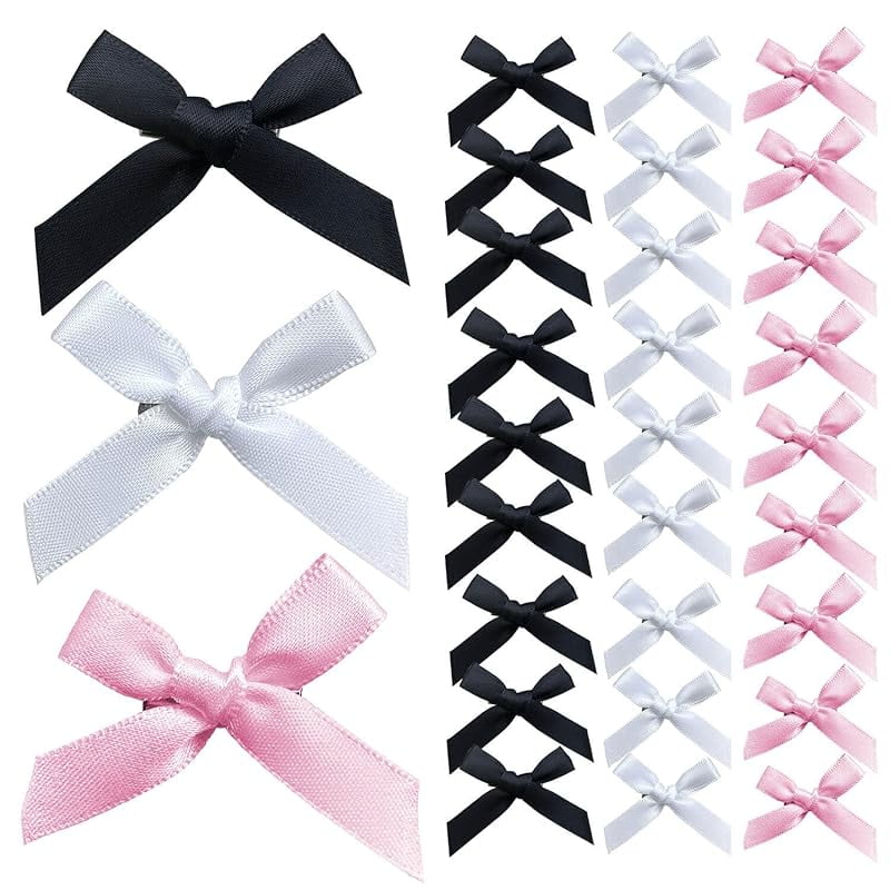 30 Pcs Hair Bows for Women, 6 Colors Mini Bowknot Ribbon Barrettes Hair