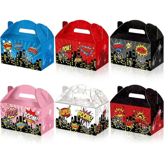30 Pcs Halloween Hero Party Favors Skyscraper Decor City Hero Birthday Party Supplies Cartoons Theme Comics Boxes City Theme Favors Goodie Boxes Treat Birthday Action Sign Box Snack Candy Gifts