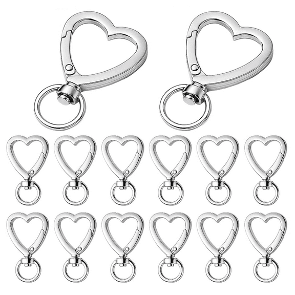 30 Pcs Heart Keychain Set with Spring Snap Hook - Valentine's Day Gift for Her, DIY Key Rings for Keys Backpack Luggage Tag Bulk Charms Accessories