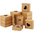 thumbnail image 1 of 30 Pcs Heart Kraft Paper Gift Boxes Love Theme Foldable Cookie Boxes Visible Desserts Boxes Soaps Packaging Case for Wedding Present Packaging 2.55x2.55x1.18inch Burlywood Brown DIY, 1 of 6