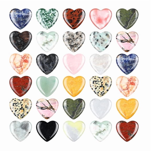 30 Pcs Heart Shape Crystals Bulk 1.2 Inch Gemstone Heart Stones Worry Stone Rocks Pocket Palm Bulk for Valentine'S Day