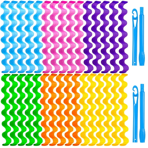 30 Pcs Heatless Hair Curlers Wave Curls Styling Kit with 2 Pcs Styling Hooks, No Heat Hair Curlers for Women Girls