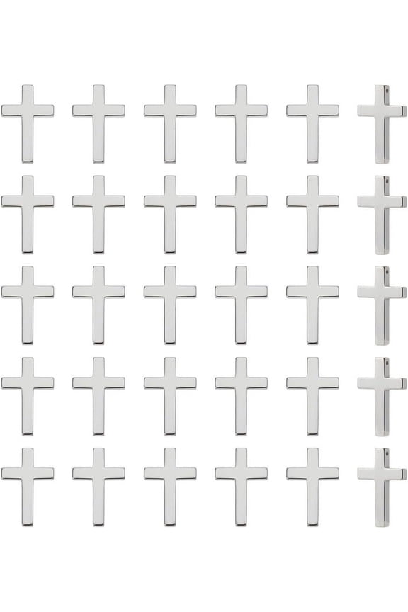30 Pcs Hematite Charms Pendant Crucifix Charms Dangle Gemstone Pendant Stone Charms for Necklace Bracelet Jewelry Making 1.37x0.9 inch(3.5x2.3cm)