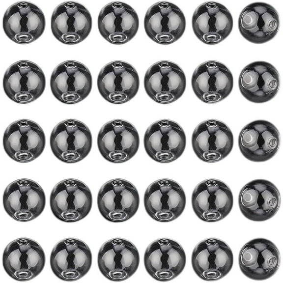30 Pcs Hollow Glass Globes 12mm Clear Ball Charms Round Empty Blown Glass Globe Beads Wish Ball Pendants for Jewelry DIY Wind Chime Making Clear