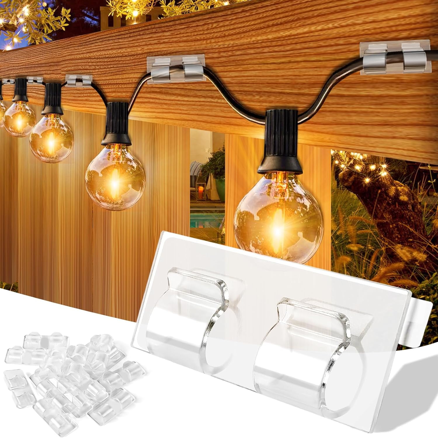 30 Pcs Hooks for Outdoor String Lights Clips, Heavy Duty String Light