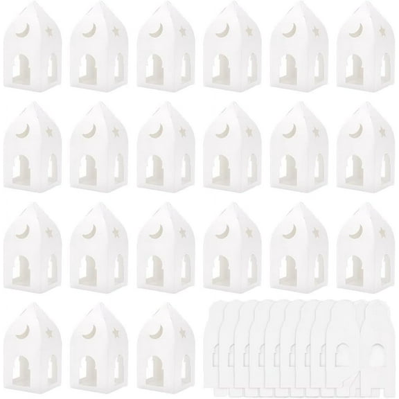 30 Pcs House Shape Gift Box 2.56x2.56x5.5 Inch White Transparent Window Box Candy Gift Boxes Empty