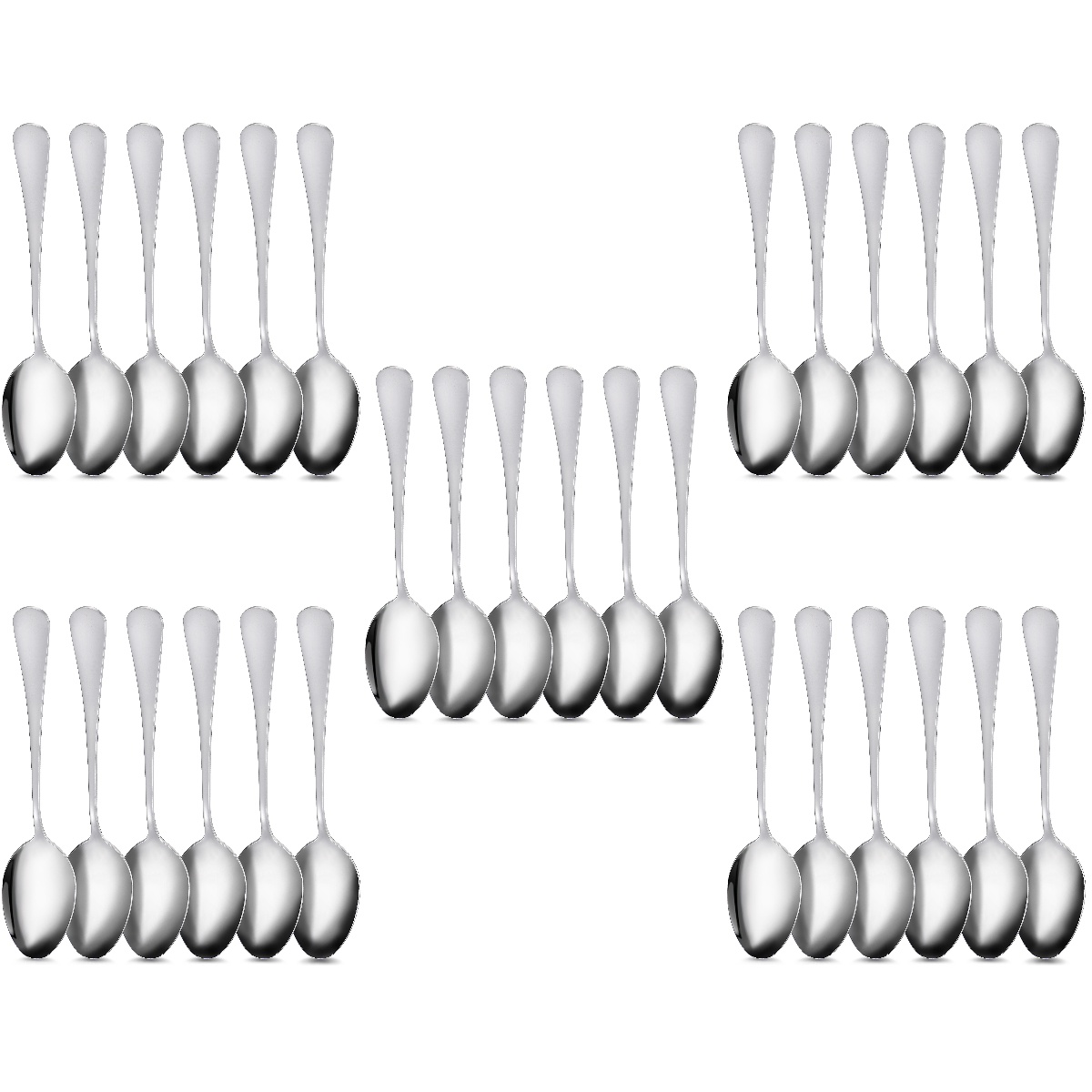 30 Pcs Household Serving Spoons Stainless Steel Food Spoons Dinner Cake