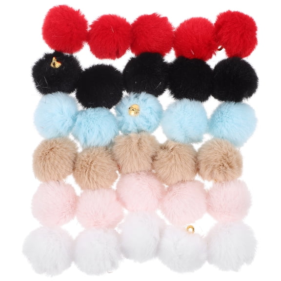 30 Pieces Colorful Pom Pom Charms for Jewelry Making, Earrings, Craft Supplies, Accessories Kit for Projects