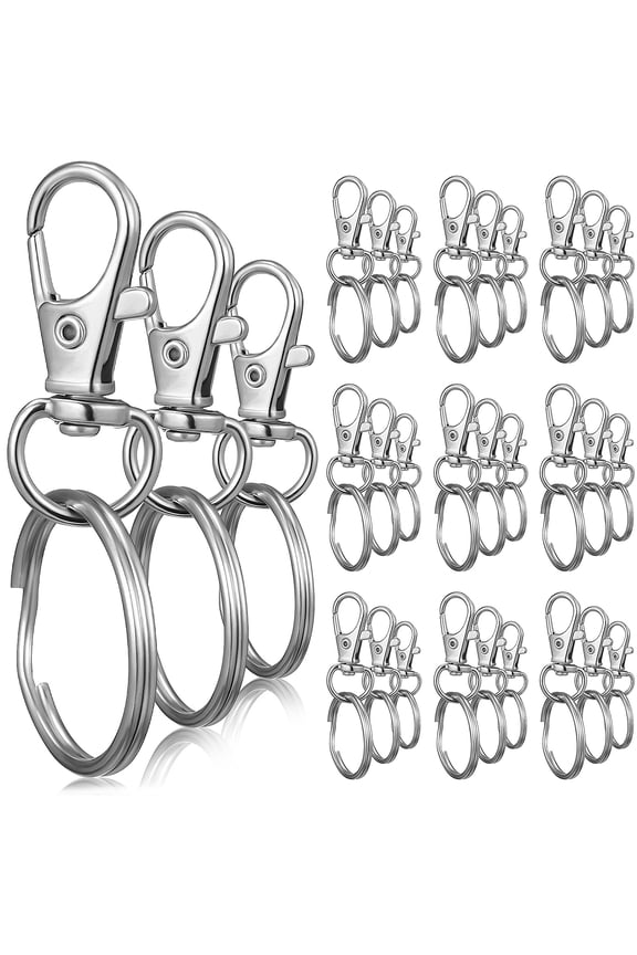 30 Pcs Key Chain Keychain Key Fob Keyring Clip Round Key Rings Clip Keyring Keyrings with Lobster Clasps