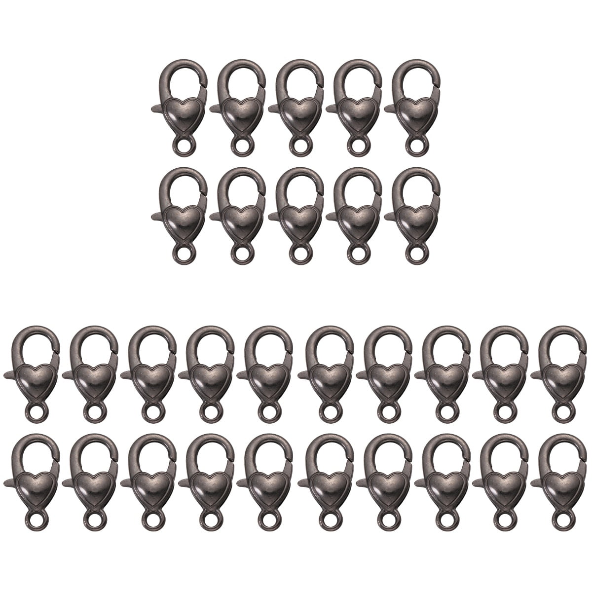 30 Pcs Key Ring Bracelet Heart Lobster Clasp Claw Clasps Love Snap
