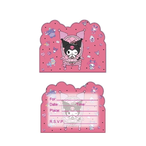 30 Pcs Kuromi Anime Cartoon Birthday Party Invitations, Fill-in Kids Birthday Invite Cards for Boys Girls