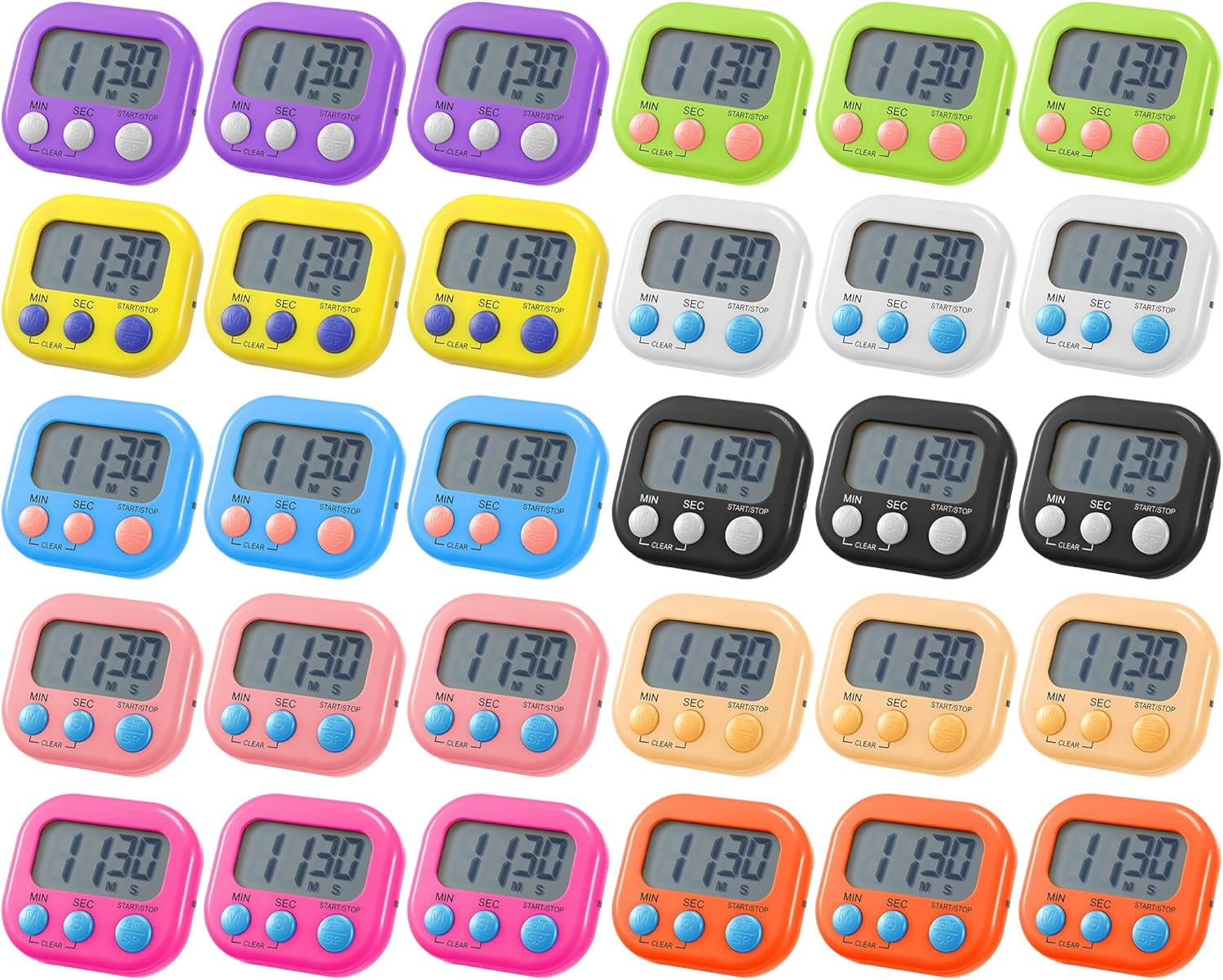 30 Pcs Lar Classroom Timers, Magnetic Digital Kitchen Timer Bulk, Loud ...