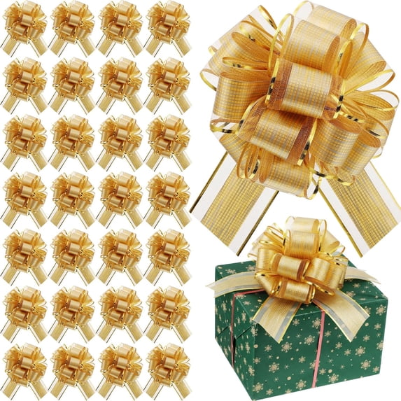30 Pcs Large Christmas Pull Bows for Gift Wrapping 6 Inch Waterproof ...