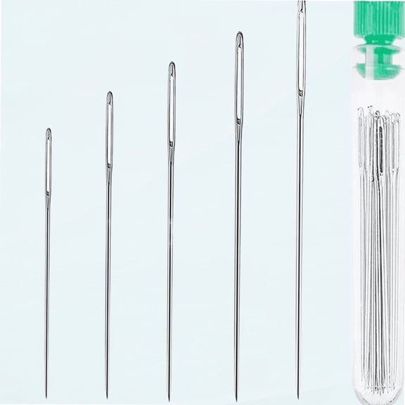 30 Pcs Large-Eye Stitching Sharp Thick Needles, 5 Sizes Stainless Steel Sewing Needles Kit, Perfect for Embroidery and Hand Sewing