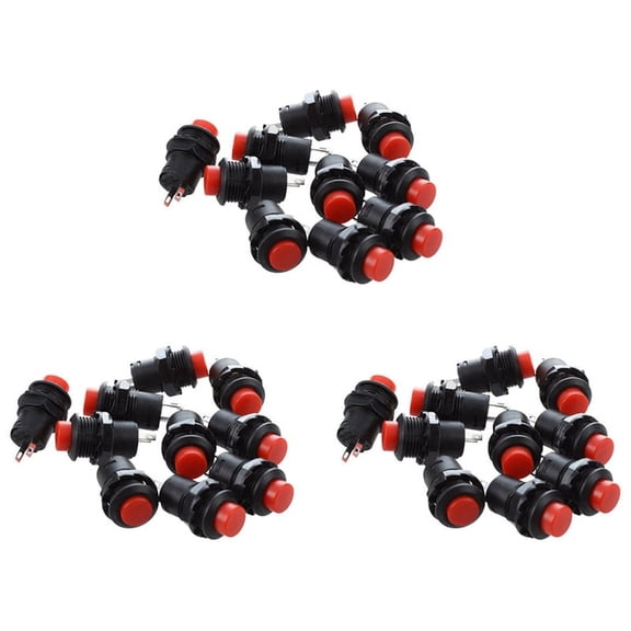 30 Pcs Latching Action SPST Round Red Push Button Switch AC 125V 3A
