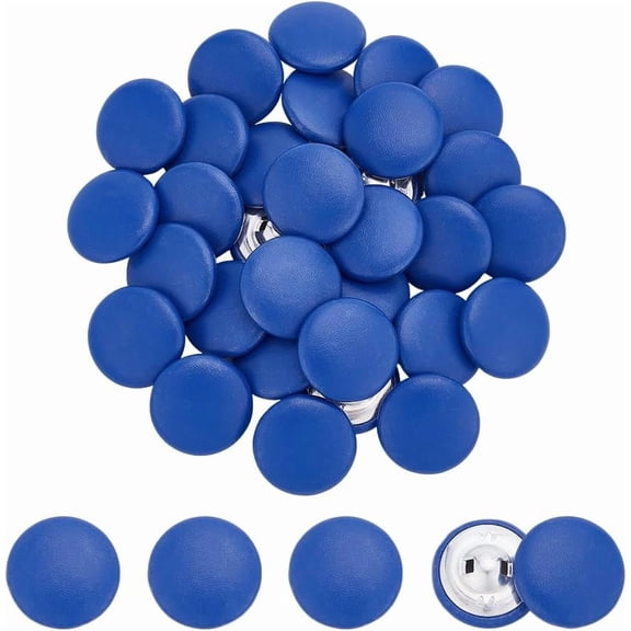 30 Pcs Leather Covered Button 1.12Inch Metal Shank Round Sewing Buttons 1-Hole Crafting Botones para Tapicera Buttons for Knitting Upholstery Tufting DIY Handcraft Coat Blazer Blue Blue
