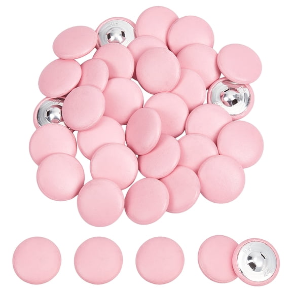 30 Pcs Leather Covered Button 28.5mm Metal Shank Round Sewing Buttons 1-Hole Crafting Botones Para Tapicera Buttons Hot Pink