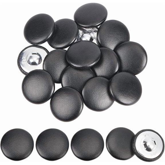 30 Pcs Leather Covered Button 28.5mm Metal Shank Round Sewing Buttons 1-Hole Crafting Botones para Tapicera Buttons for Knitting Upholstery Tufting DIY Handcraft Coat Blazer Jacket Black Black