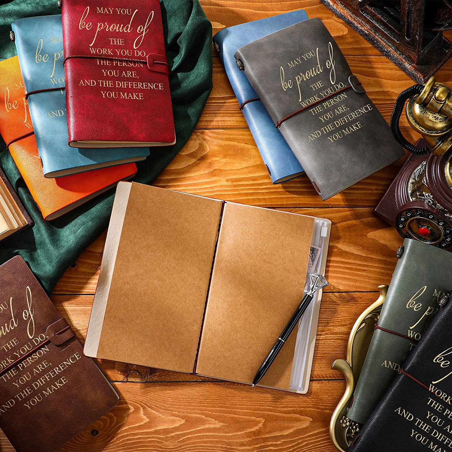 30 Pcs Leather Journals Bulk Inspirational Notebooks with Elastic Band for Employee Appreciation Gifts