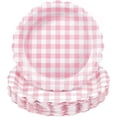 thumbnail image 1 of 30 Pcs Light Pink Gingham Plates, 9 Inch Scalloped Plaid Camping Dessert Dinner Party Plates Pink and White Gingham Party Supplies for Girls Baby Shower, Wedding, Birthday, 1 of 12