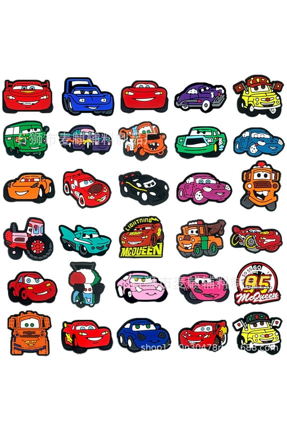 30 Pcs Lightning McQueen Cartoon Charms for Boys Girls Charms Pack Cute Pins Accessories Cartoon Charms for Shoes Clogs Slides Bracelet Wristband Shoe Decoration