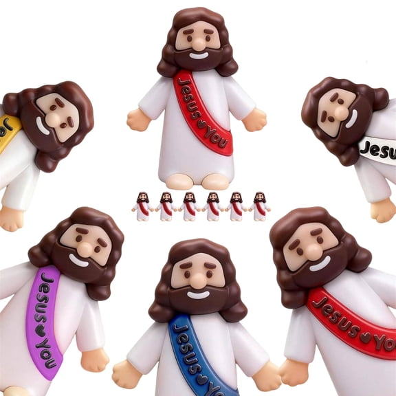30 Pcs Little Jesus Figures, Multicolor Tiny Jesus Figures, 1.2" × 1.4", Miniature Figurines to Hide and Seek, Religious Gifts for Easter Egg Stuffers