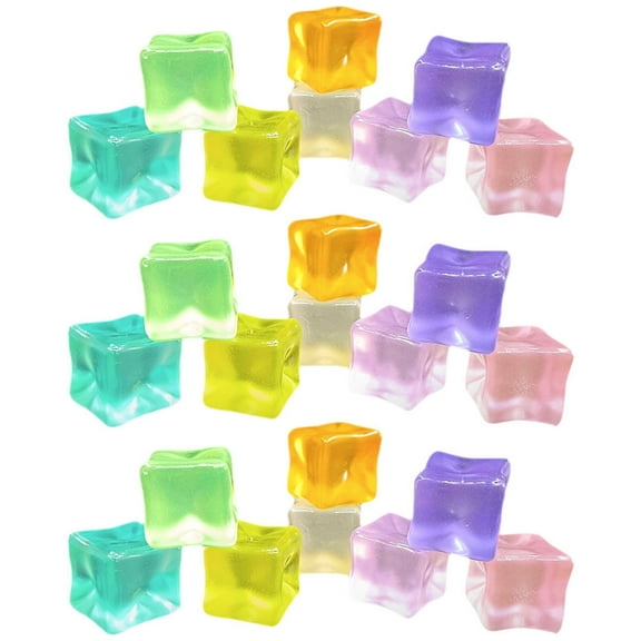 30 Pcs Luminous Ice Cubes Decor Artificial Fake Ice Colored Ice Cubes Reusable Fake Ice Cubes Colored Fake Ice Cubes