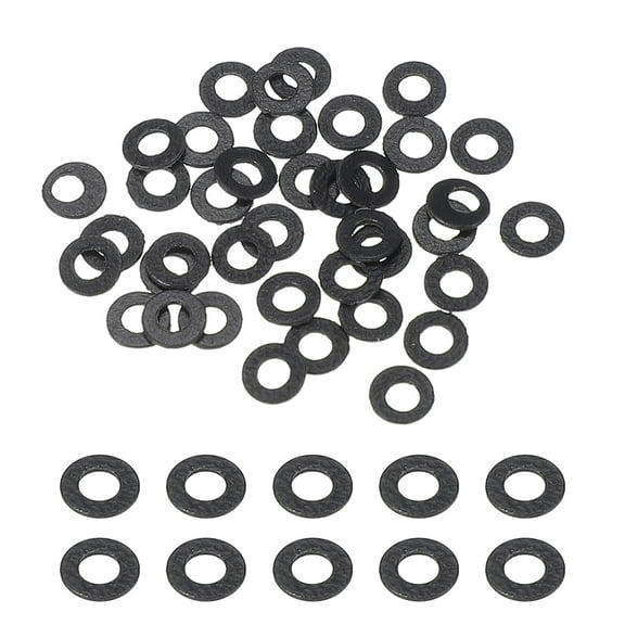 30Pcs M2 Flat Washers 2mm ID 4mm OD 0.5mm Thick Sealing Spacer Gasket Ring Water Hose Washers, Clear Black