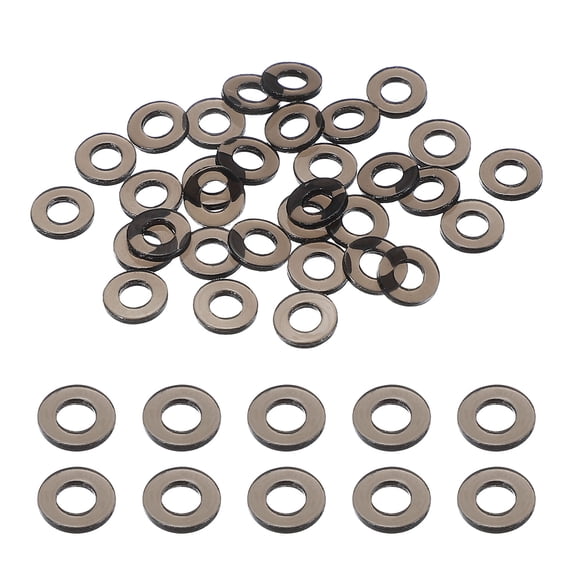 30Pcs M3 Flat Washers 3mm ID 6mm OD 1mm Thick Sealing Spacer Gasket Ring Water Hose Washers, Clear Black
