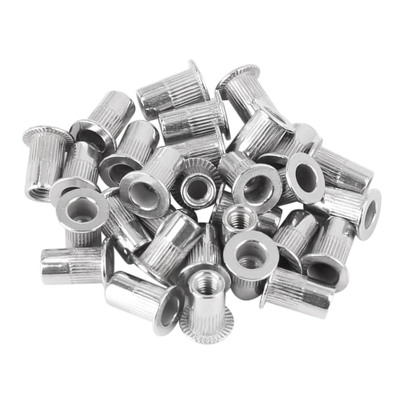 30 Pcs M4 Silver Tone Stainless Steel Car Auto Flat Head Rivet Nut Threaded Insert