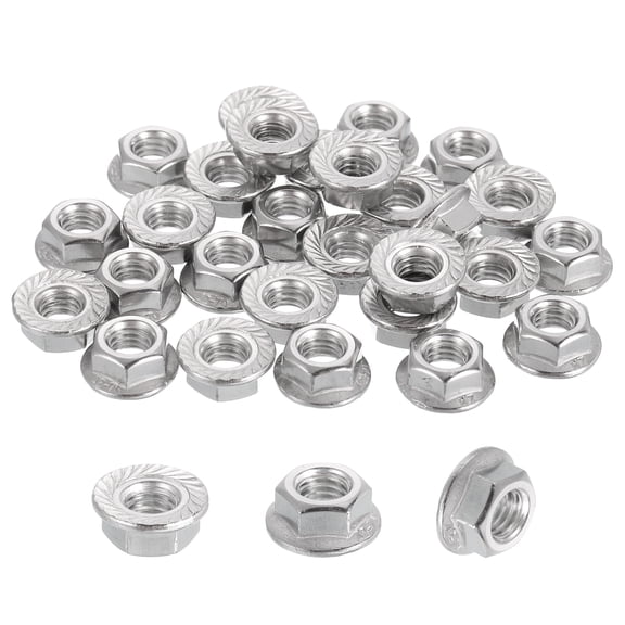 30 Pcs M6x1mm Serrated Flange Hex Lock Nuts, 304 Stainless Steel Metric Nut