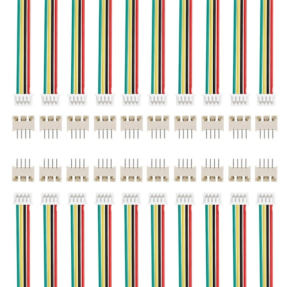 30 Pcs MX 1.25mm 4 Pin Single Head Male Connector Plug with 28 AWG 150mm Wire Cable and Female Motherboard Connector