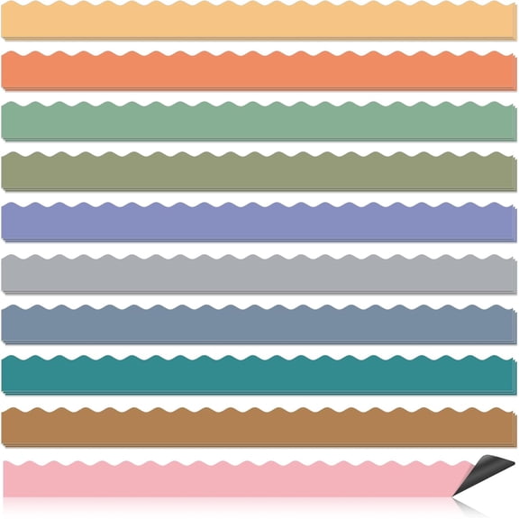 30 Pcs Magnetic Borders for Classroom Whiteboard - Boho Magnetic Bulletin Board Border Set - Neutral Scalloped Chalkboard Border Strips for Teachers, Parents, DIY Home,School & Office Decoration