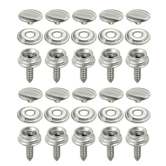 30 Pcs Marine Grade Snap Fastener Canvas Screw for Tent Boat Marine Stainless Steel 15mm Snap for Boat Cover Sewing Leather