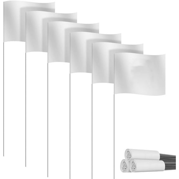 30 Pcs Marking Flags Tutuviw 15in Yard Marking Flags for Lawn Irrigation Watering Sprinkler Fence Ground Garden Driveway Construction Landscaping Outdoor Markers, Easy Install, White