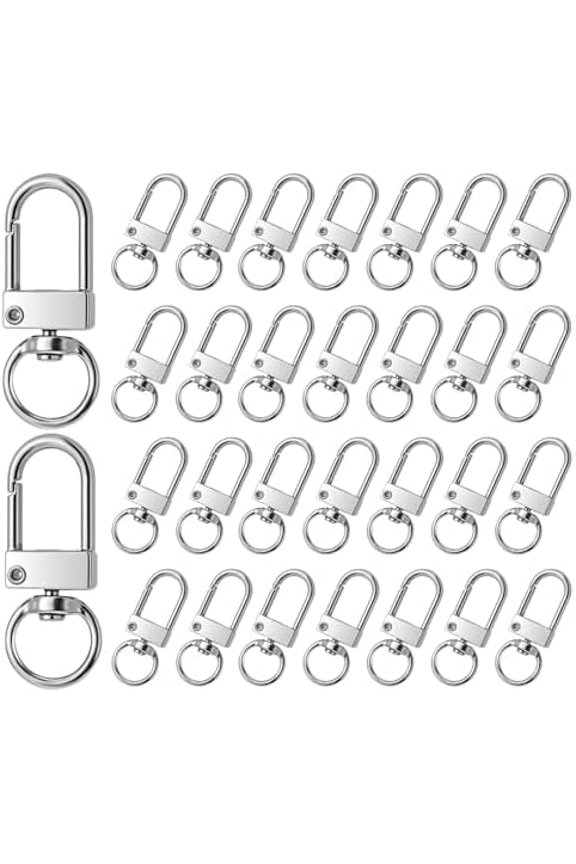 30 Pcs Metal Lobster Claw Clasp, Swivel Snap Key Chain Clip Hooks, Keychain Hooks for Keychain Making DIY Crafts Lanyard Making Pet Collar(Silver)